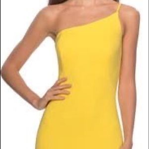 Beautiful one shoulder yellow dress from La Femme!